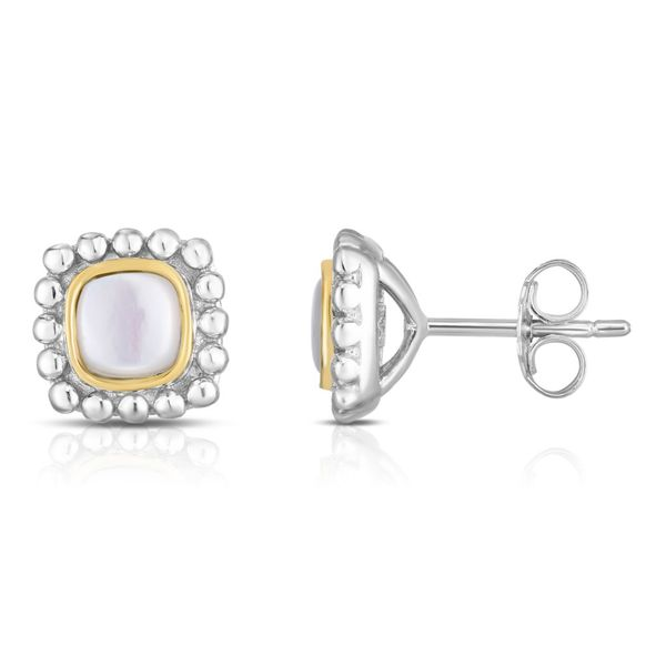 Phillip Gavriel Sterling Silver & 18K Gold Quadra Popcorn Studs Mother of Pearl Steve Lennon & Co Jewelers  New Hartford, NY