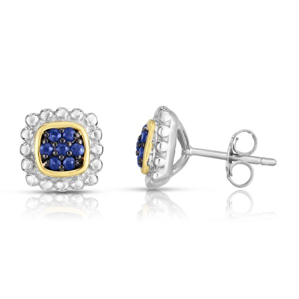 Phillip Gavriel Sterling Silver & 18K Gold Quadra Popcorn Studs Blue Sapphire Steve Lennon & Co Jewelers  New Hartford, NY