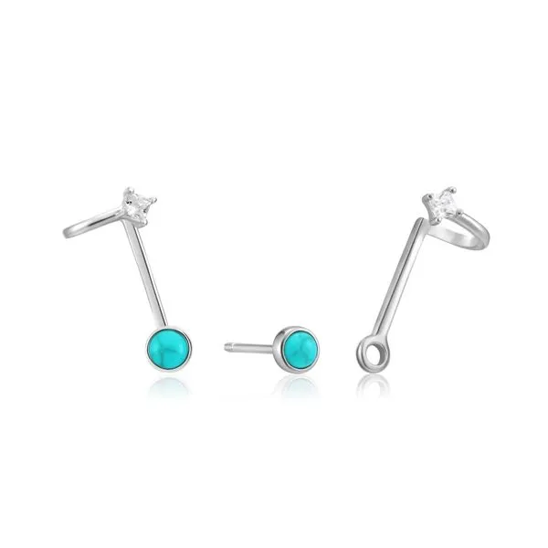 Ania Haie Silver Tidal Turquoise Double Stud Earrings Steve Lennon & Co Jewelers  New Hartford, NY