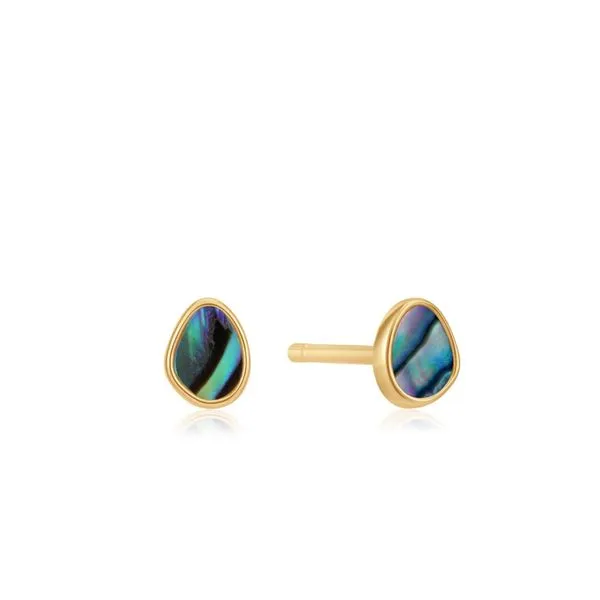 Ania Haie Gold Tidal Abalone Stud Earrings Steve Lennon & Co Jewelers  New Hartford, NY