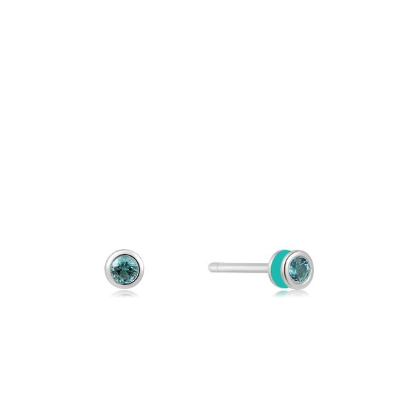 Ania Haie Teal Enamel Silver Stud Earrings Steve Lennon & Co Jewelers  New Hartford, NY