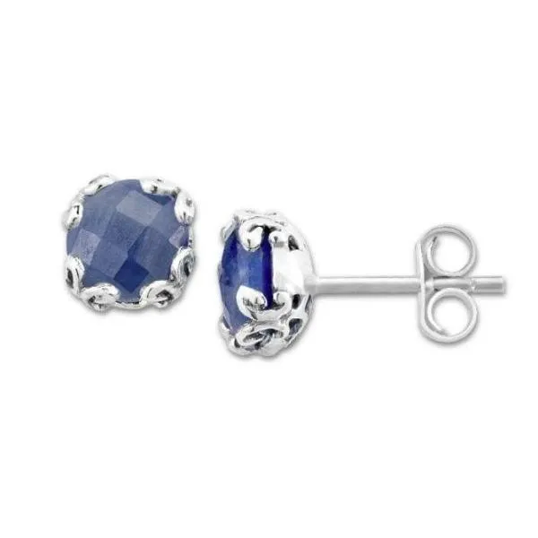 Samuel B. Silver -0 Round Blue Sapphire Studs Steve Lennon & Co Jewelers  New Hartford, NY