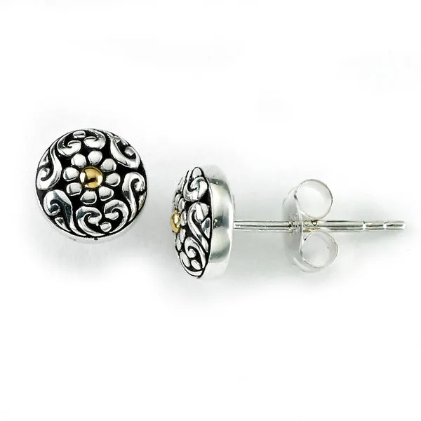 Samuel B. SS 18K YG Floral Stud Earring Steve Lennon & Co Jewelers  New Hartford, NY