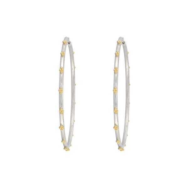 Jude Frances Mixed Metal Sterling Silver Extra Large Beaded Gold Quad Hoops Steve Lennon & Co Jewelers  New Hartford, NY