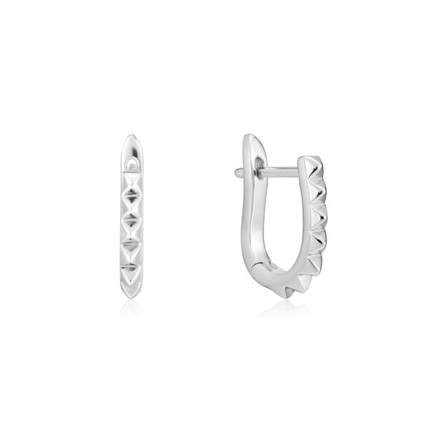 Ania Haie Silver Spike Huggie Hoop Earrings Steve Lennon & Co Jewelers  New Hartford, NY