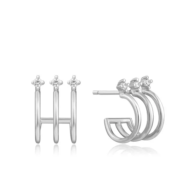 Ania Haie Triple Mini Hoop Stud Earrings - Silver Steve Lennon & Co Jewelers  New Hartford, NY