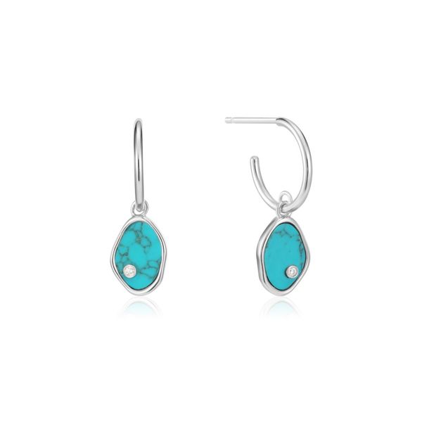 Ania Haie Silver Turquoise Mini Hoop Earrings Steve Lennon & Co Jewelers  New Hartford, NY