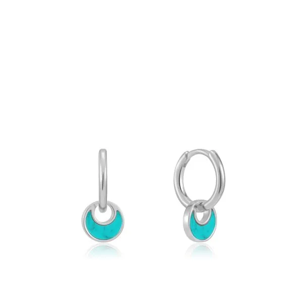 Ania Haie Silver Tidal Turquoise Crescent Huggie Hoops Steve Lennon & Co Jewelers  New Hartford, NY