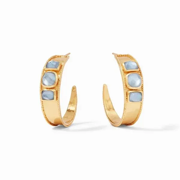 Julie Vos Savoy Statement Hoop Gold Iridescent Chalcedony Blue Steve Lennon & Co Jewelers  New Hartford, NY