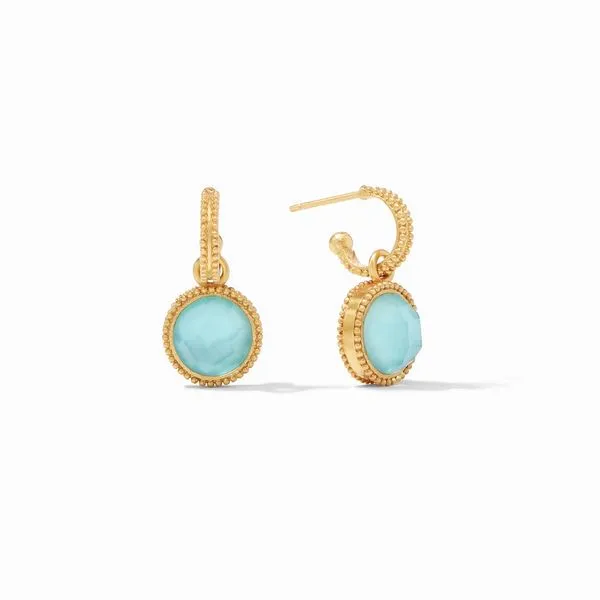 Julie Vos Fleur-de-Lis Hoop & Charm Earring Gold Iridescent Steve Lennon & Co Jewelers  New Hartford, NY