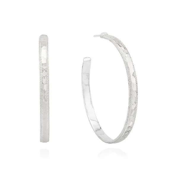 Anna Beck - Large Hammered Hoop Earrings - Silver Steve Lennon & Co Jewelers  New Hartford, NY