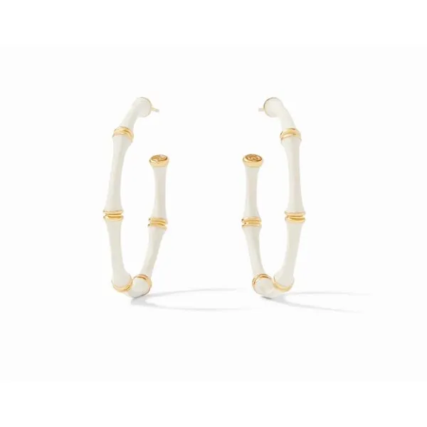 Julie Vos Bamboo Hoop Gold Ivory Enamel Medium Steve Lennon & Co Jewelers  New Hartford, NY