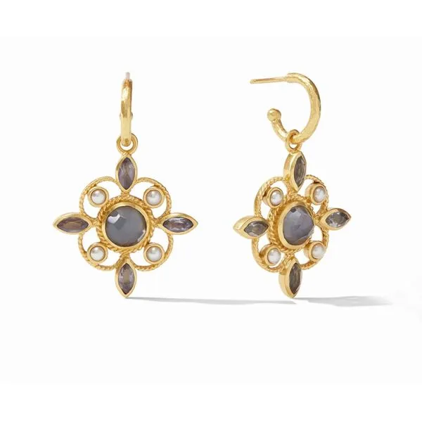 Julie Vos Monaco Hoop & Charm Earring - Iridescent Charcoal Blue Steve Lennon & Co Jewelers  New Hartford, NY
