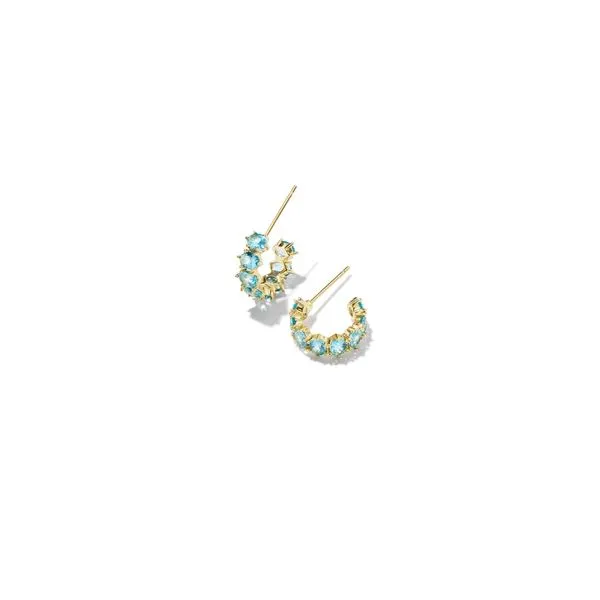 Kendra Scott Cailin Crystal Huggie Earrings Gold Aqua Crystal Steve Lennon & Co Jewelers  New Hartford, NY