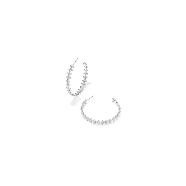 Kendra Scott Jada Hoop Earrings Rhodium White Crystal Steve Lennon & Co Jewelers  New Hartford, NY