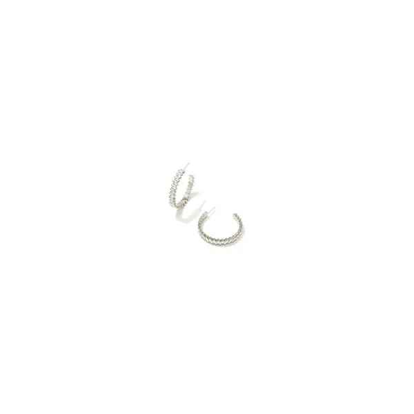 Kendra Scott Juliette Hoop Earrings Rhodium White Crystal Steve Lennon & Co Jewelers  New Hartford, NY