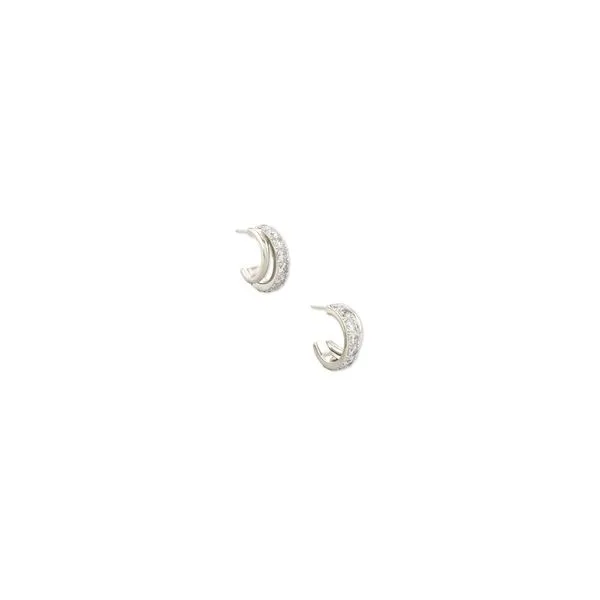 Kendra Scott Livy Huggie Earrings Rhodium Metal Steve Lennon & Co Jewelers  New Hartford, NY