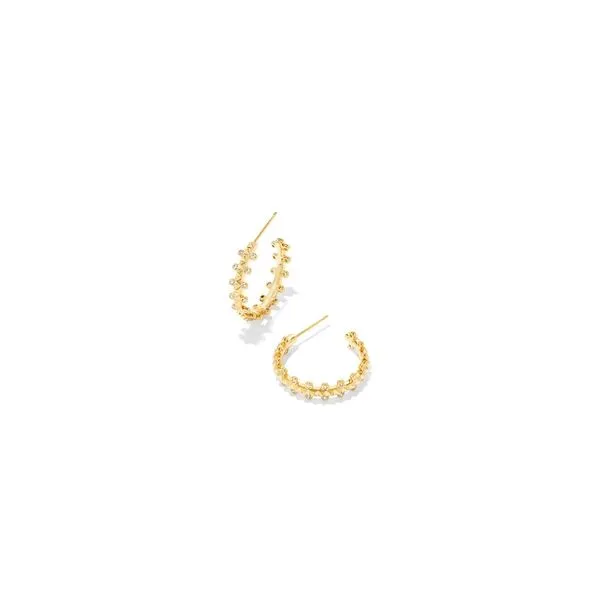 Kendra Scott Jada Small Hoop Earrings Gold White Crystal Steve Lennon & Co Jewelers  New Hartford, NY