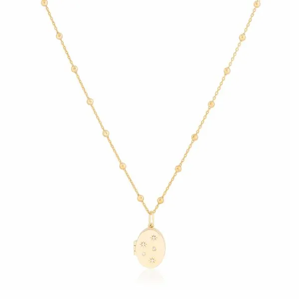 Ela Rae Oval Locket with Multi Starbursts - Ball Sat Chain Steve Lennon & Co Jewelers  New Hartford, NY