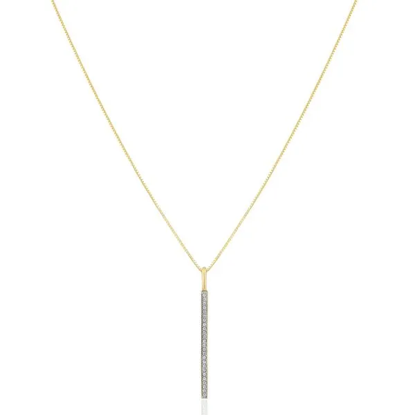Ela Rae Pave Stick Charm on Thin Box Chain - White Zircon Steve Lennon & Co Jewelers  New Hartford, NY