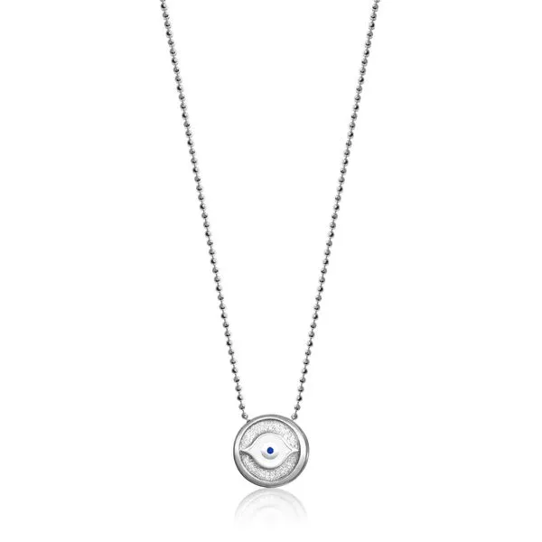 Alex Woo - Little Faith Sterling Silver White/Blue Enamel Evil Eye Necklace Steve Lennon & Co Jewelers  New Hartford, NY
