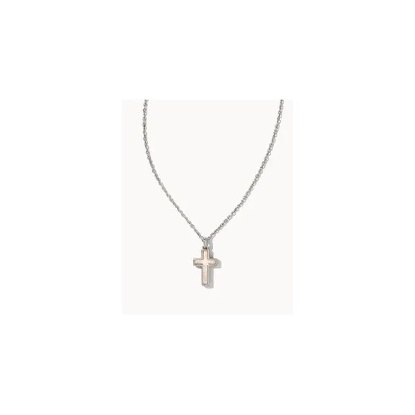 CROSS PENDANT NECKLACE RHODIUM WHITE OPAL Steve Lennon & Co Jewelers  New Hartford, NY