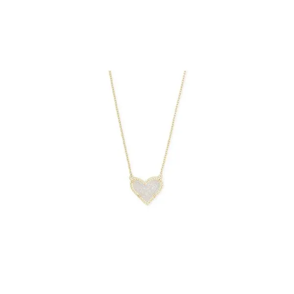 Kendra Scott -Ari Heart Short Pendant with Iridescent Drusy Steve Lennon & Co Jewelers  New Hartford, NY