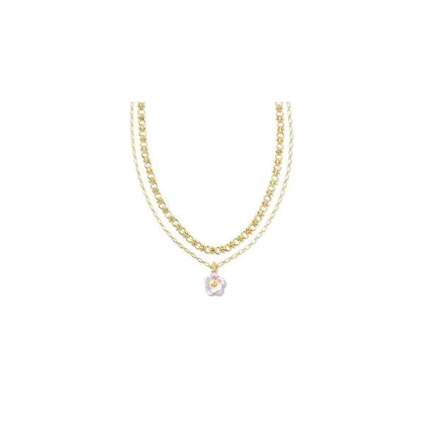 Kendra Scott Deliah Multi Strand Necklace Gold Pastel Mix Steve Lennon & Co Jewelers  New Hartford, NY
