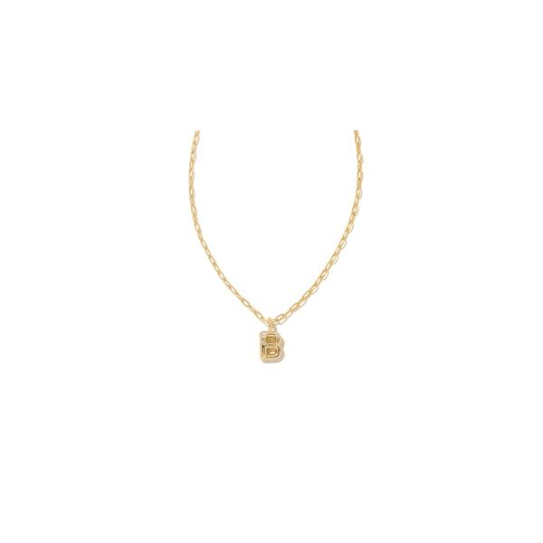 Kendra Scott Crystal Letter B Short Pendant Necklace Gold White CZ Steve Lennon & Co Jewelers  New Hartford, NY