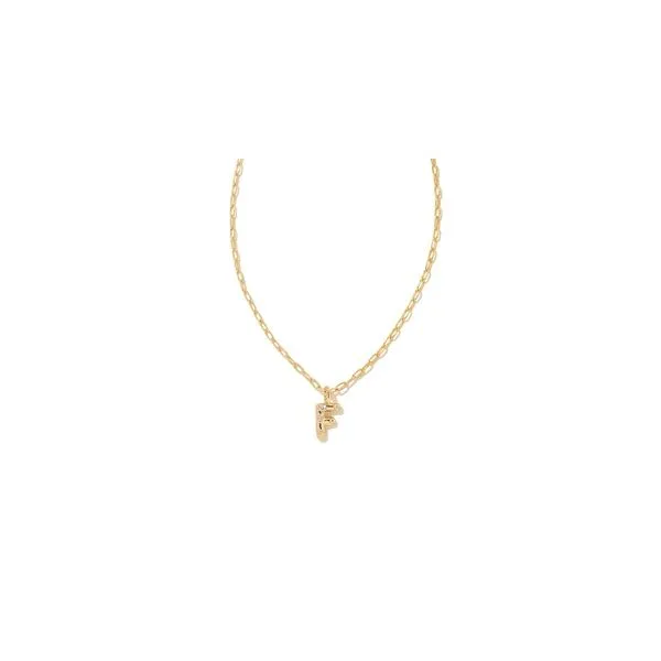 Kendra Scott Crystal Letter F Short Pendant Necklace Gold White CZ Steve Lennon & Co Jewelers  New Hartford, NY