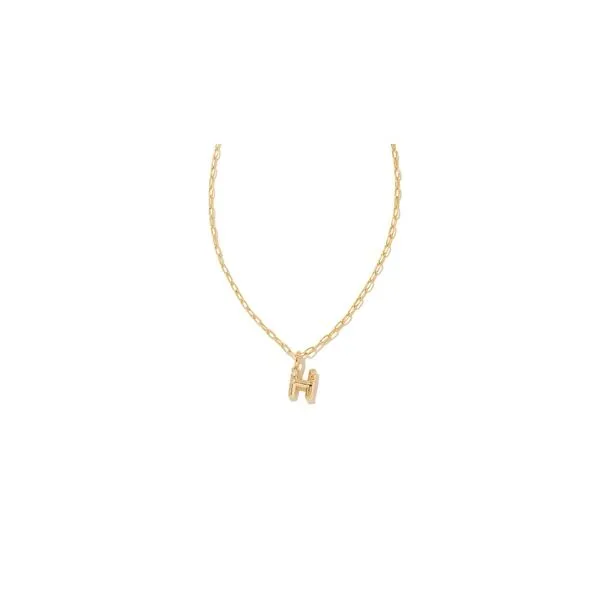 Kendra Scott Crystal Letter G Short Pendant Necklace Gold White CZ Steve Lennon & Co Jewelers  New Hartford, NY