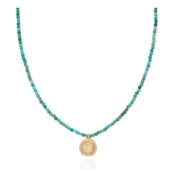 Anna Beck Delicate Turquoise Beaded Circle Pendant Necklace 15-17