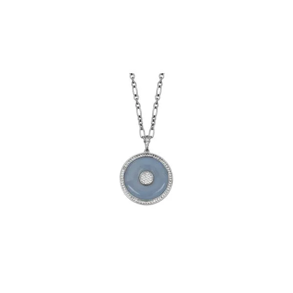 Samuel B. Sterling Silver Genuine Blue Lace Agate Circle 20X6x3mm & Genuine White Topaz Steve Lennon & Co Jewelers  New Hartford, NY