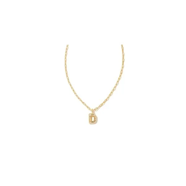 Kendra Scott Crystal Letter D Short Pendant Necklace Gold White CZ Steve Lennon & Co Jewelers  New Hartford, NY