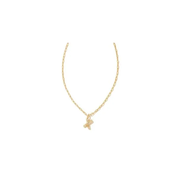 Kendra Scott Crystal Letter X Short Pendant Necklace Gold White Cz Steve Lennon & Co Jewelers  New Hartford, NY
