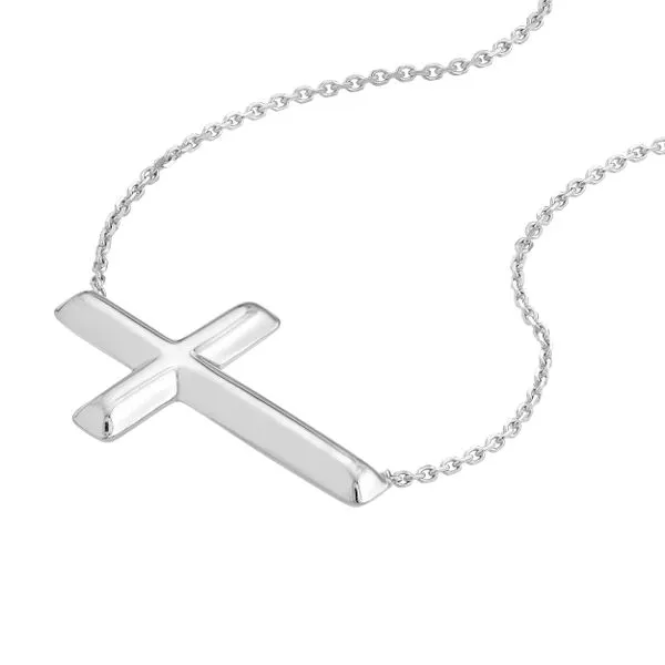Sterling Silver East West Sideways Cross Necklace Steve Lennon & Co Jewelers  New Hartford, NY