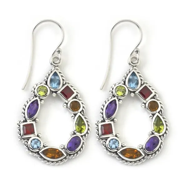 Samuel B. Sterling Silver Multi Gemstone Dangle Earrings Steve Lennon & Co Jewelers  New Hartford, NY