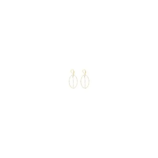 Birthstone of the Month April Gold filled Oval Earrings with White Topaz Drop Bar Steve Lennon & Co Jewelers  New Hartford, NY