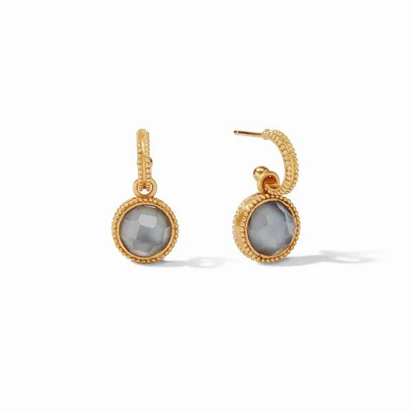 Julie Vos -  Fleur-de-Lis Hoop & Charm Earring Iridescent Charcoal Blue S. Lennon & Co Jewelers New Hartford, NY
