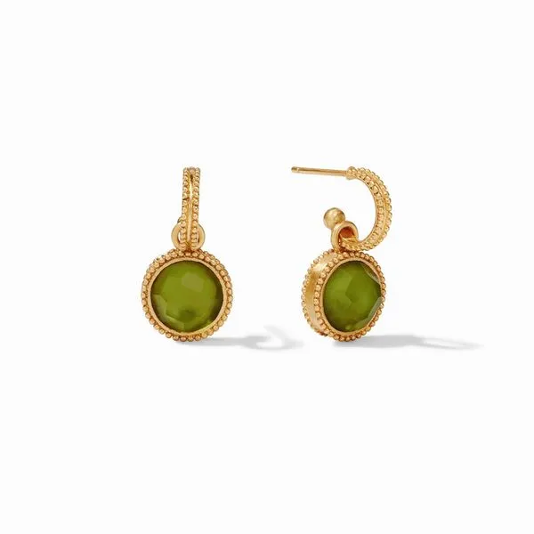 Julie Vos -  Fleur-de-Lis Hoop & Charm Earring Iridescent Jade Green Steve Lennon & Co Jewelers  New Hartford, NY