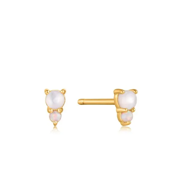 Ania Haie Gold Mother Of Pearl And Opal Stud Earrings - 14k gold plated sterling silver Steve Lennon & Co Jewelers  New Hartford, NY