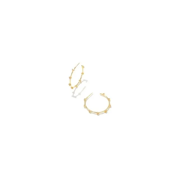 Kendra Scott Haven Heart Hoop Earrings Gold White Crystal Steve Lennon & Co Jewelers  New Hartford, NY