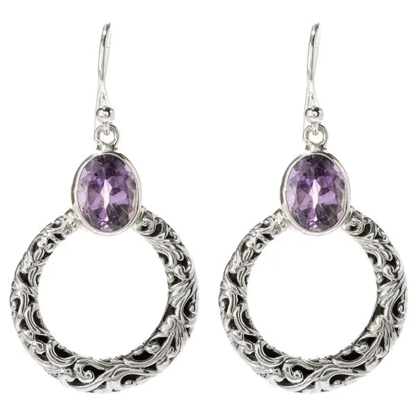 Samuel B. SS Circle Amethyst Dangle Earring Steve Lennon & Co Jewelers  New Hartford, NY