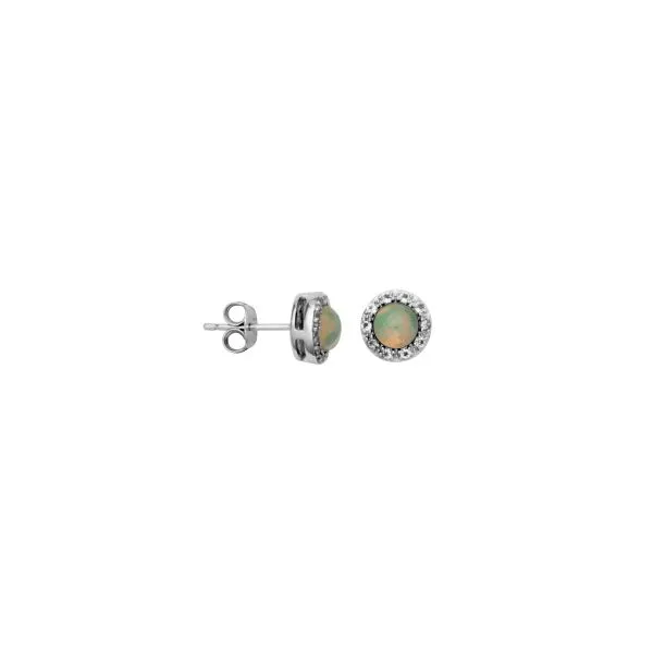Samuel B.SS Rhodium Plated Ear Genuine Milky Aquamarine Rd 5mm & White Topaz Post Earring Steve Lennon & Co Jewelers  New Hartford, NY
