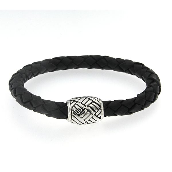 Samuel B. Men's Woven Design Black Leather Bracelet Steve Lennon & Co Jewelers  New Hartford, NY