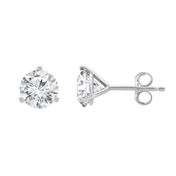 14K White Gold Three Prong Round Martini Style Diamond Studs with Two Lab Grown Diamonds 2= 2.02tcw Steve Lennon & Co Jewelers  New Hartford, NY