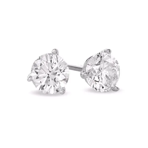 14KT White Gold Three Prong Round Martini Style Diamond Studs with Two Lab Grown Diamonds 2= 3.00tcw Steve Lennon & Co Jewelers  New Hartford, NY