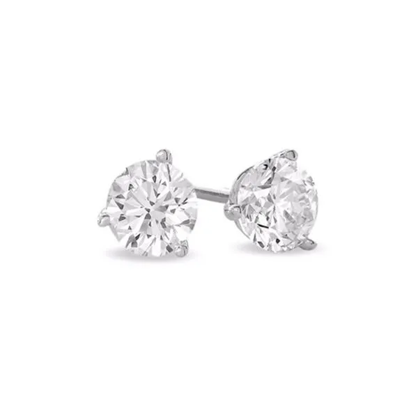 14KT White Gold Three Prong Round Martini Style Diamond Studs with Two Lab Grown Diamonds 2=1.50tcw Steve Lennon & Co Jewelers  New Hartford, NY
