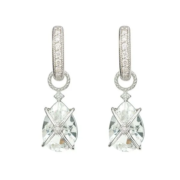 Jude Frances Tiny Criss Cross Wrapped Pear Stone Ear Charm White Topaz Steve Lennon & Co Jewelers  New Hartford, NY