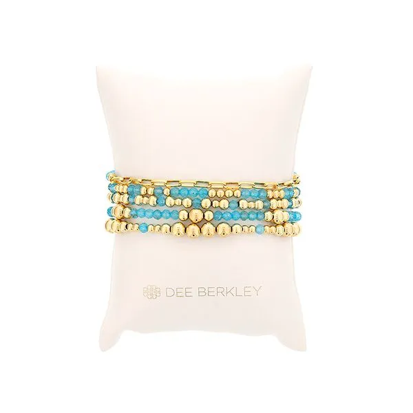 DEE BERKLEY - 3MM, 4MM, 5MM GOLD FILLED BEADS WITH 3 MM TOPAZ WITH 3MM GF BEADS & GOLD PLATED PAPERCLIP CHAIN, 3MM BLUE TOPAZ WI Steve Lennon & Co Jewelers  New Hartford, NY